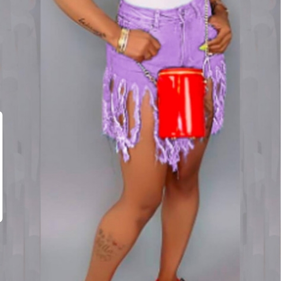 Fringe denim shorts💜 - Picture 3 of 8